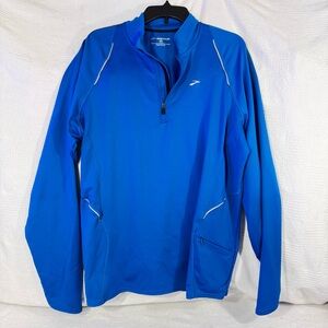 Brooks Blue Men’s Pullover Running Long Sleeve Shirt 1/4 zip Size Large‎